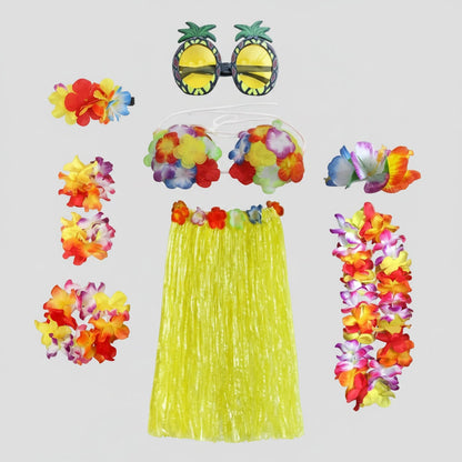 Tropical Dance Costume Set for Four with Flower Accessories