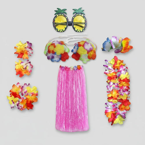 Tropical Dance Costume Set for Four with Flower Accessories