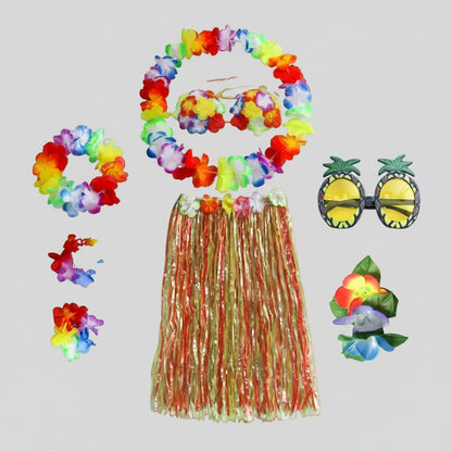 Tropical Dance Costume Set for Four with Flower Accessories