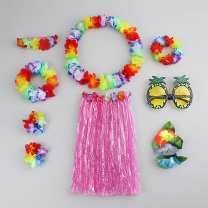 Tropical Dance Costume Set for Four with Flower Accessories