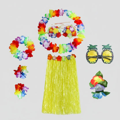 Tropical Dance Costume Set for Four with Flower Accessories