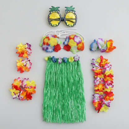 Tropical Dance Costume Set for Four with Flower Accessories