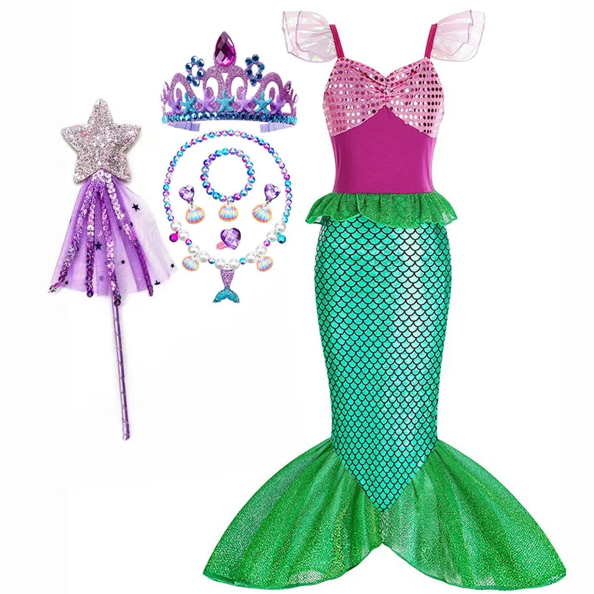 Enchanting Mermaid Dress-Up Set for Girls with Accessories