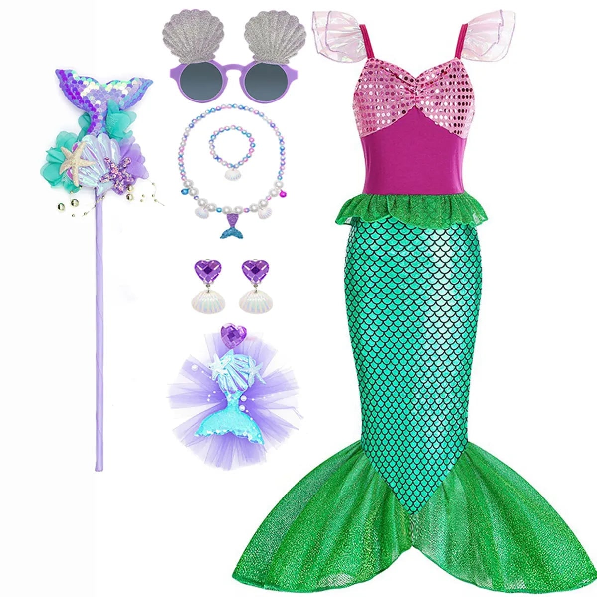Enchanting Mermaid Dress-Up Set for Girls with Accessories