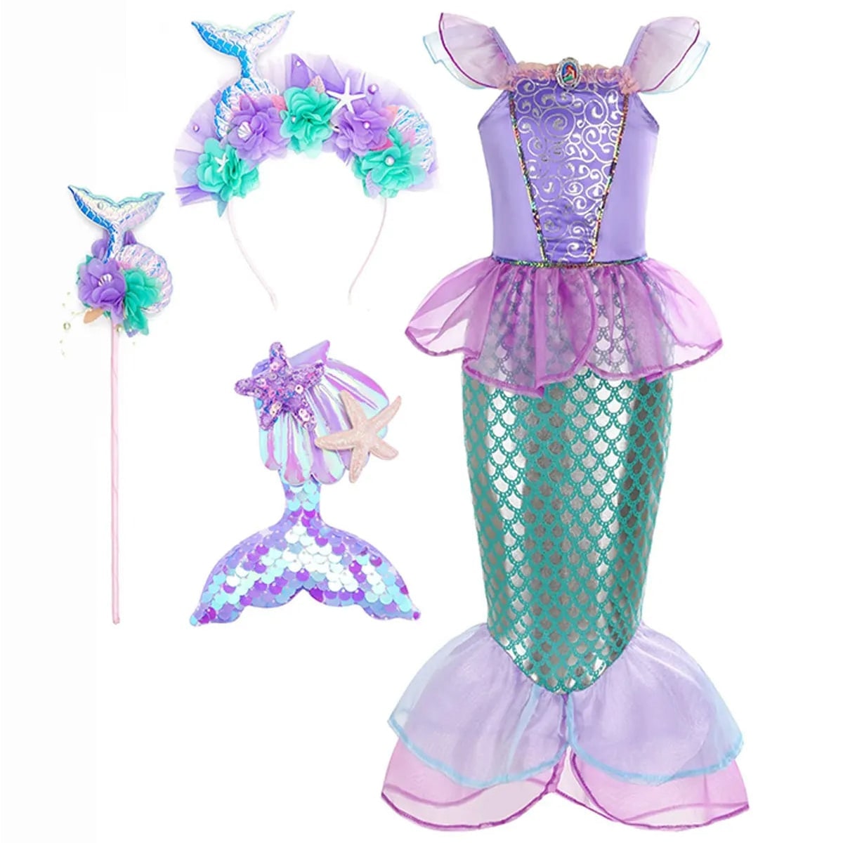 Enchanting Mermaid Dress-Up Set for Girls with Accessories