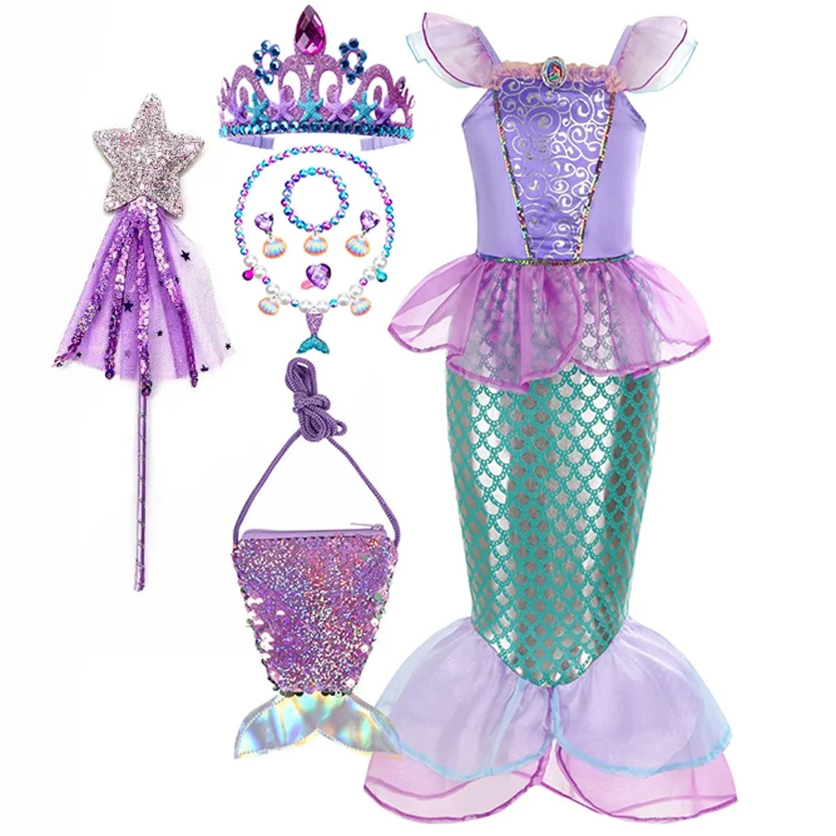 Enchanting Mermaid Dress-Up Set for Girls with Accessories