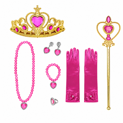 Enchanted Fairy Princess Costume Set with Crown, Gloves, and Wand
