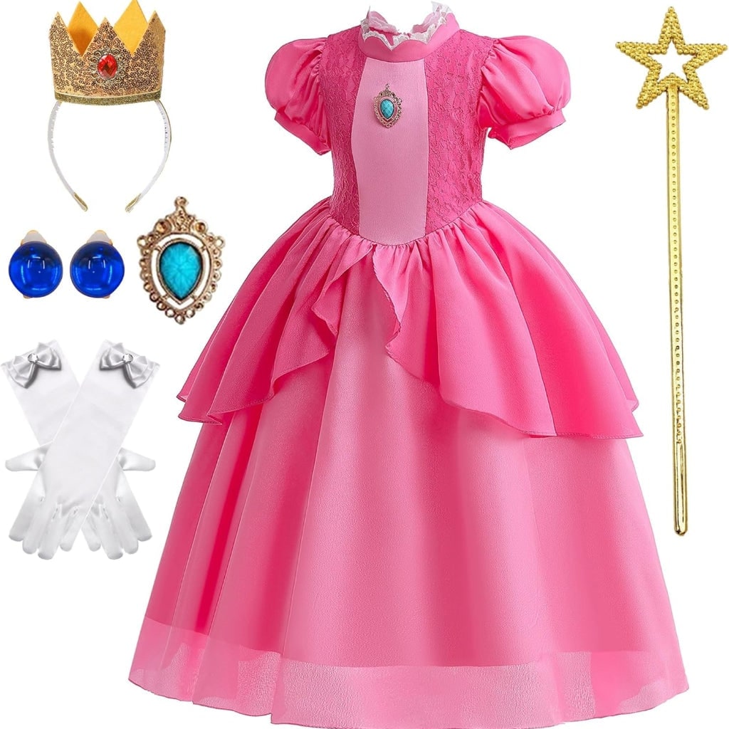 Enchanted Fairy Princess Costume Set with Crown, Gloves, and Wand