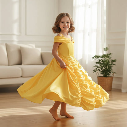 Enchanting Yellow Princess Dress Set with Tiara & Scepter
