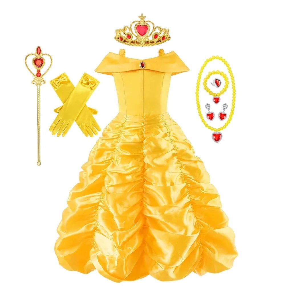 Enchanting Yellow Princess Dress Set with Tiara & Scepter