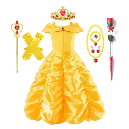 Enchanting Yellow Princess Dress Set with Tiara & Scepter