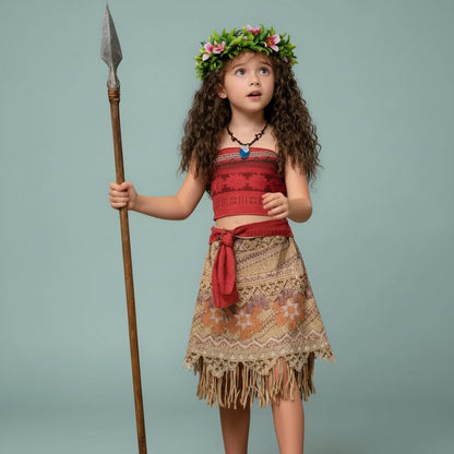 Tropical Princess Costume Set for Girls – Complete with Wig and Accessories