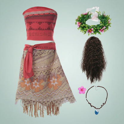 Tropical Princess Costume Set for Girls – Complete with Wig and Accessories