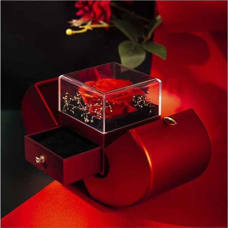 Enchanting Jewelry Box with Everlasting Rose & Necklace for Special Proposals