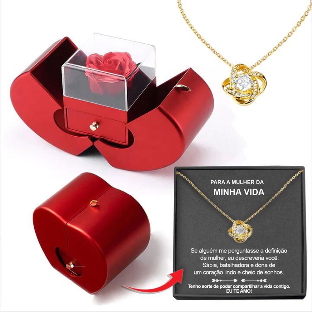 Enchanting Jewelry Box with Everlasting Rose & Necklace for Special Proposals
