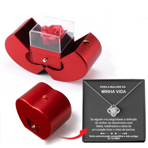 Enchanting Jewelry Box with Everlasting Rose & Necklace for Special Proposals