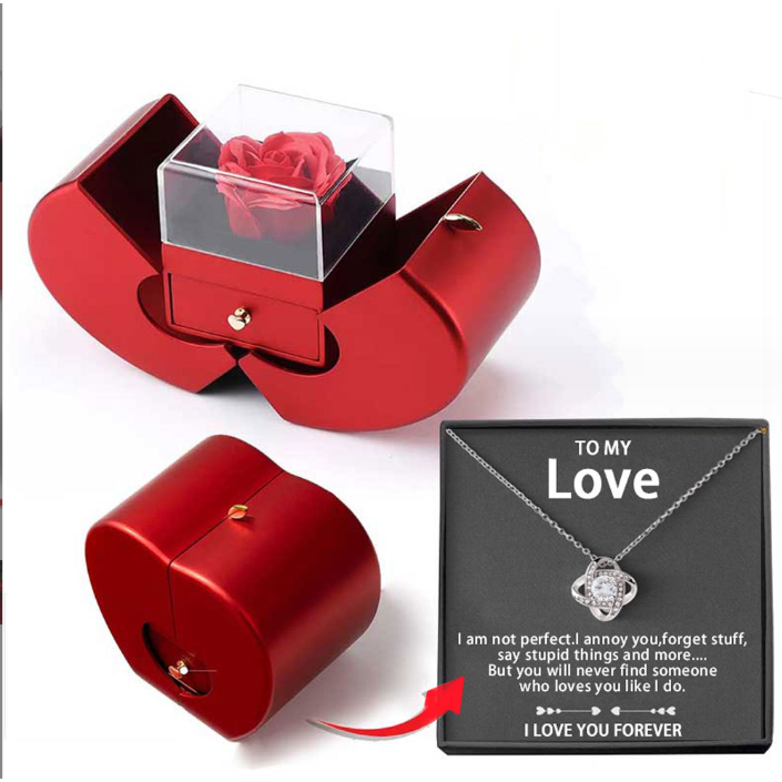 Enchanting Jewelry Box with Everlasting Rose & Necklace for Special Proposals
