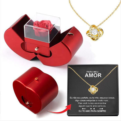 Enchanting Jewelry Box with Everlasting Rose & Necklace for Special Proposals