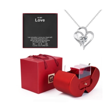 Enchanting Jewelry Box with Everlasting Rose & Necklace for Special Proposals