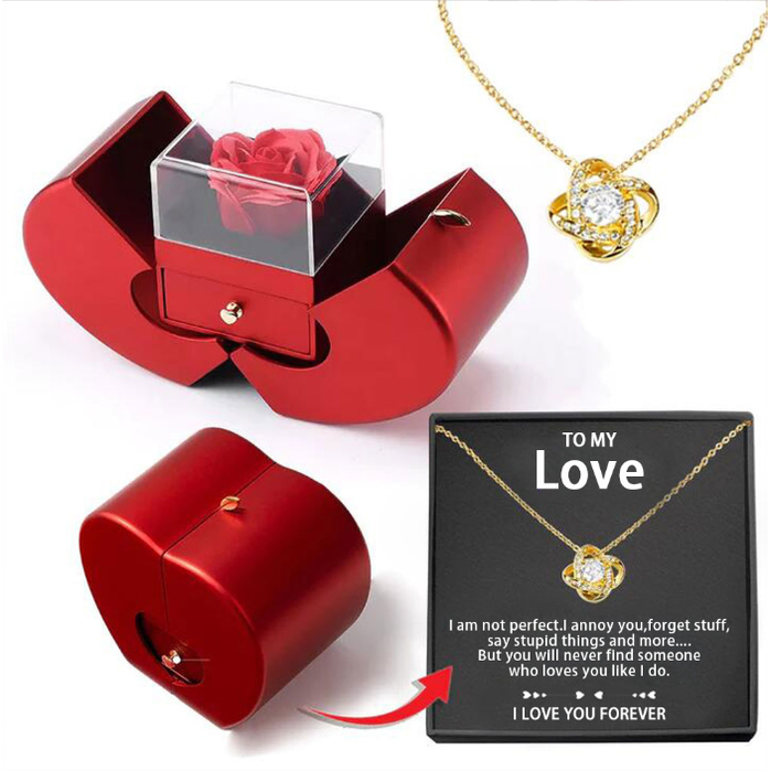 Enchanting Jewelry Box with Everlasting Rose & Necklace for Special Proposals