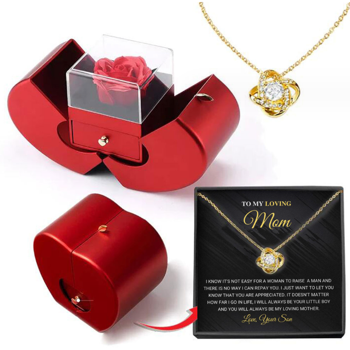 Enchanting Jewelry Box with Everlasting Rose & Necklace for Special Proposals