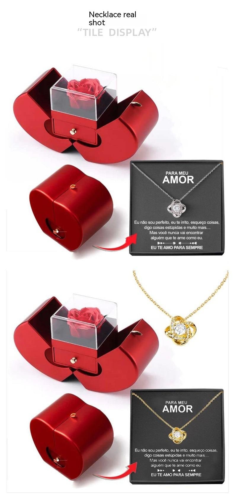 Enchanting Jewelry Box with Everlasting Rose & Necklace for Special Proposals