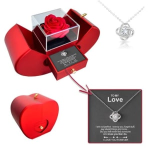 Enchanting Jewelry Box with Everlasting Rose & Necklace for Special Proposals