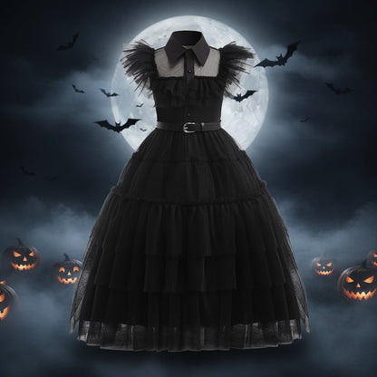Enchanting Gothic Costume for Girls with Tulle Dress & Accessories