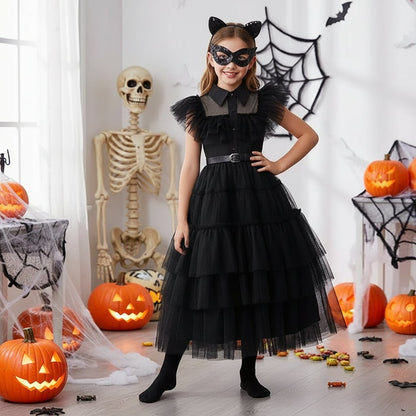 Enchanting Gothic Costume for Girls with Tulle Dress & Accessories