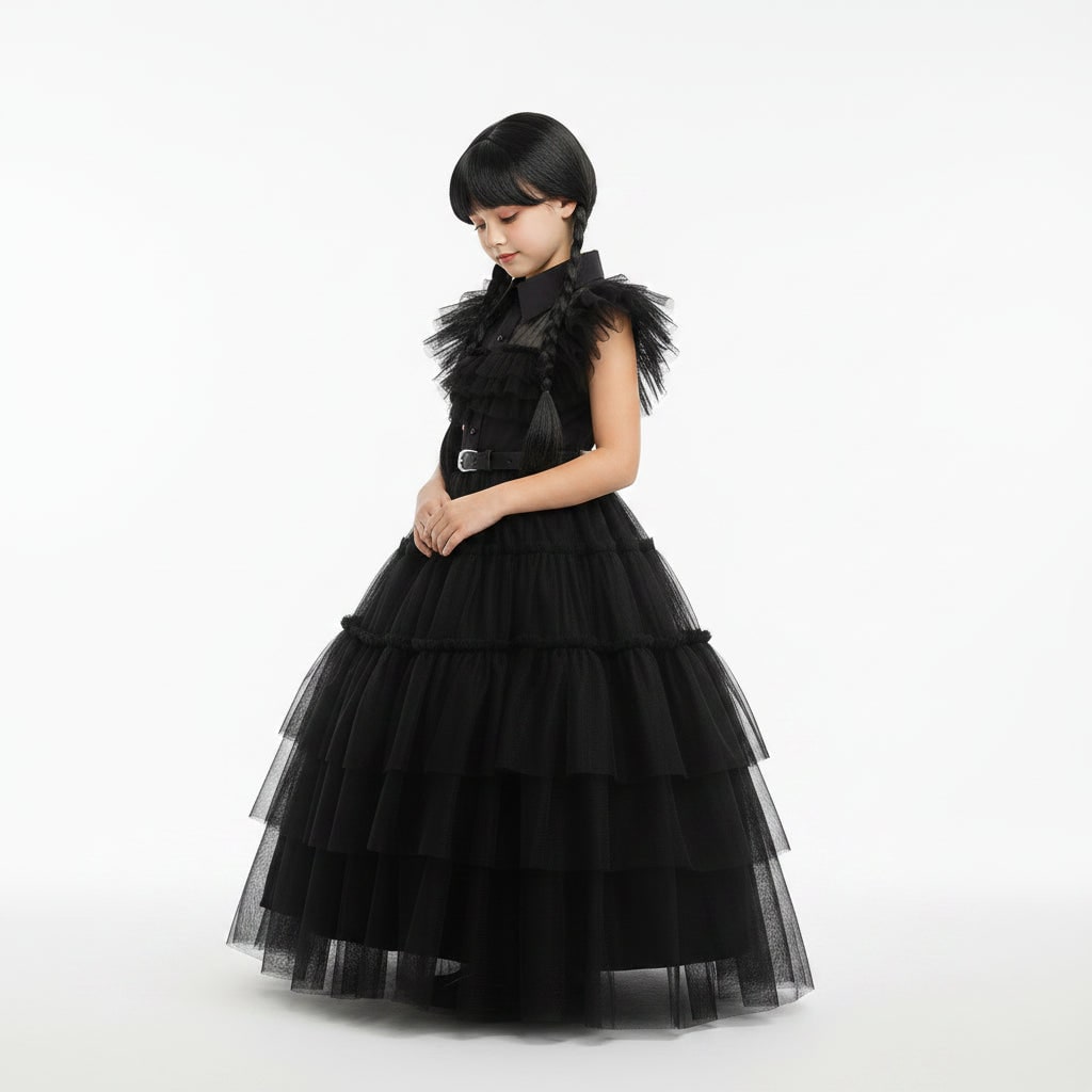 Enchanting Gothic Costume for Girls with Tulle Dress & Accessories