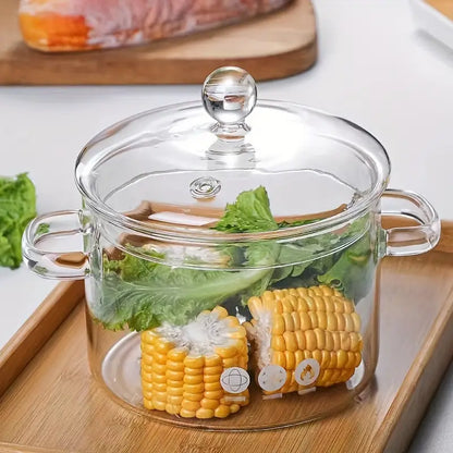 Transparent Cooking Pot with Handles – Glass Cookware (1360 ml)