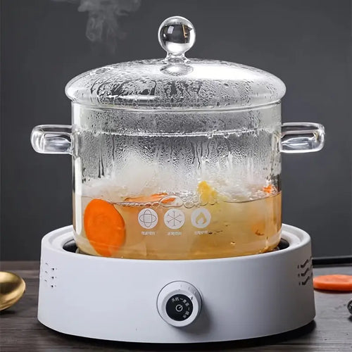 Transparent Cooking Pot with Handles – Glass Cookware (1360 ml)