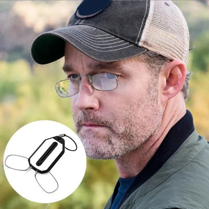 Compact Rimless Reading Glasses with Keychain Case - Lightweight, Multiple Magnifications