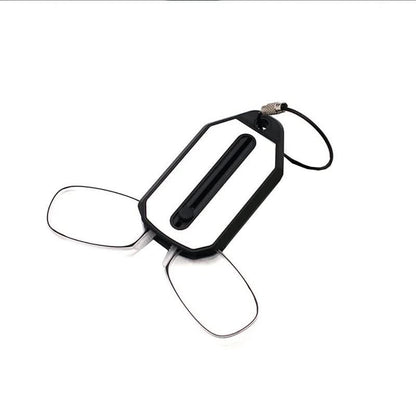 Compact Rimless Reading Glasses with Keychain Case - Lightweight, Multiple Magnifications