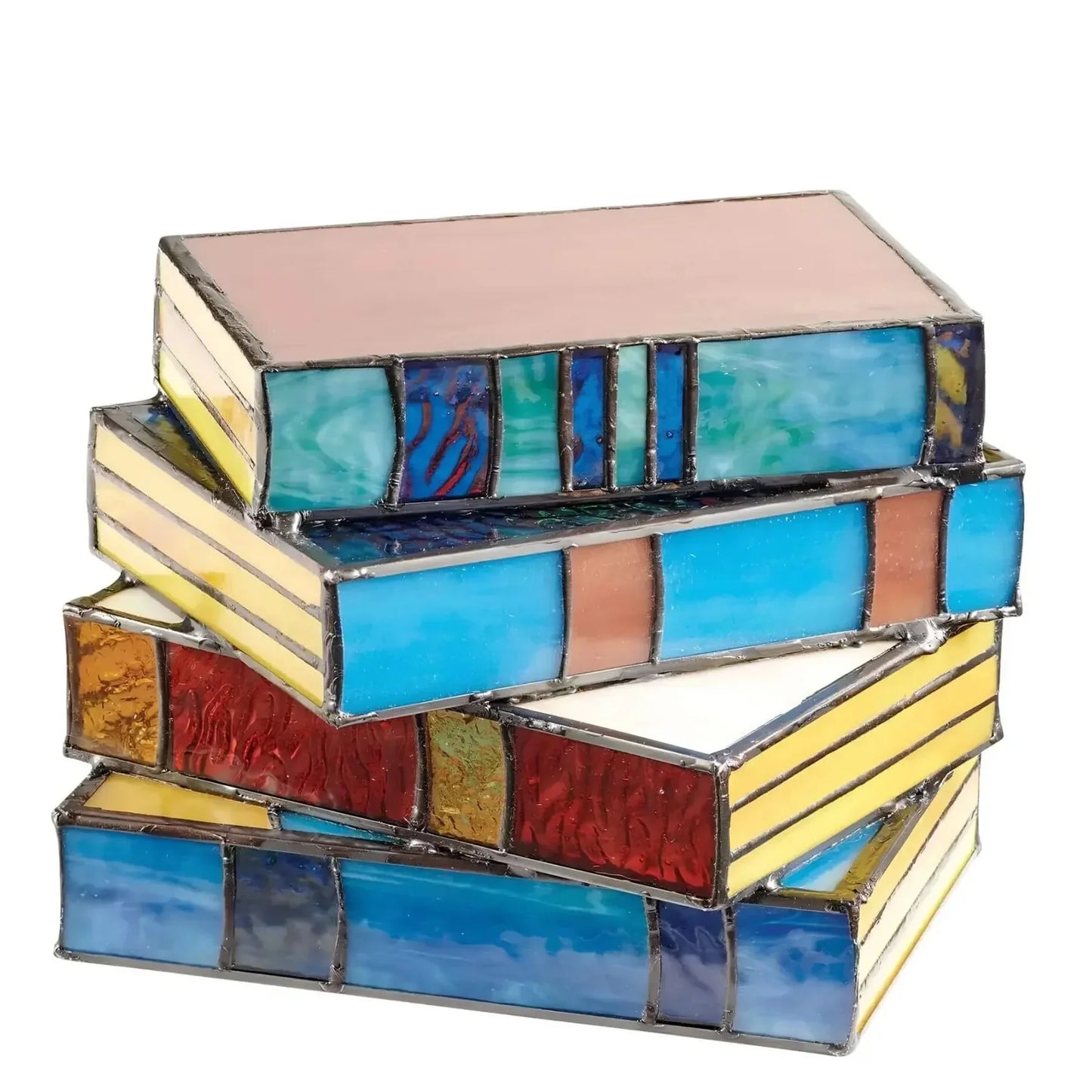 Artistic Book Shaped Table Lamp with Handcrafted Stained Glass Design