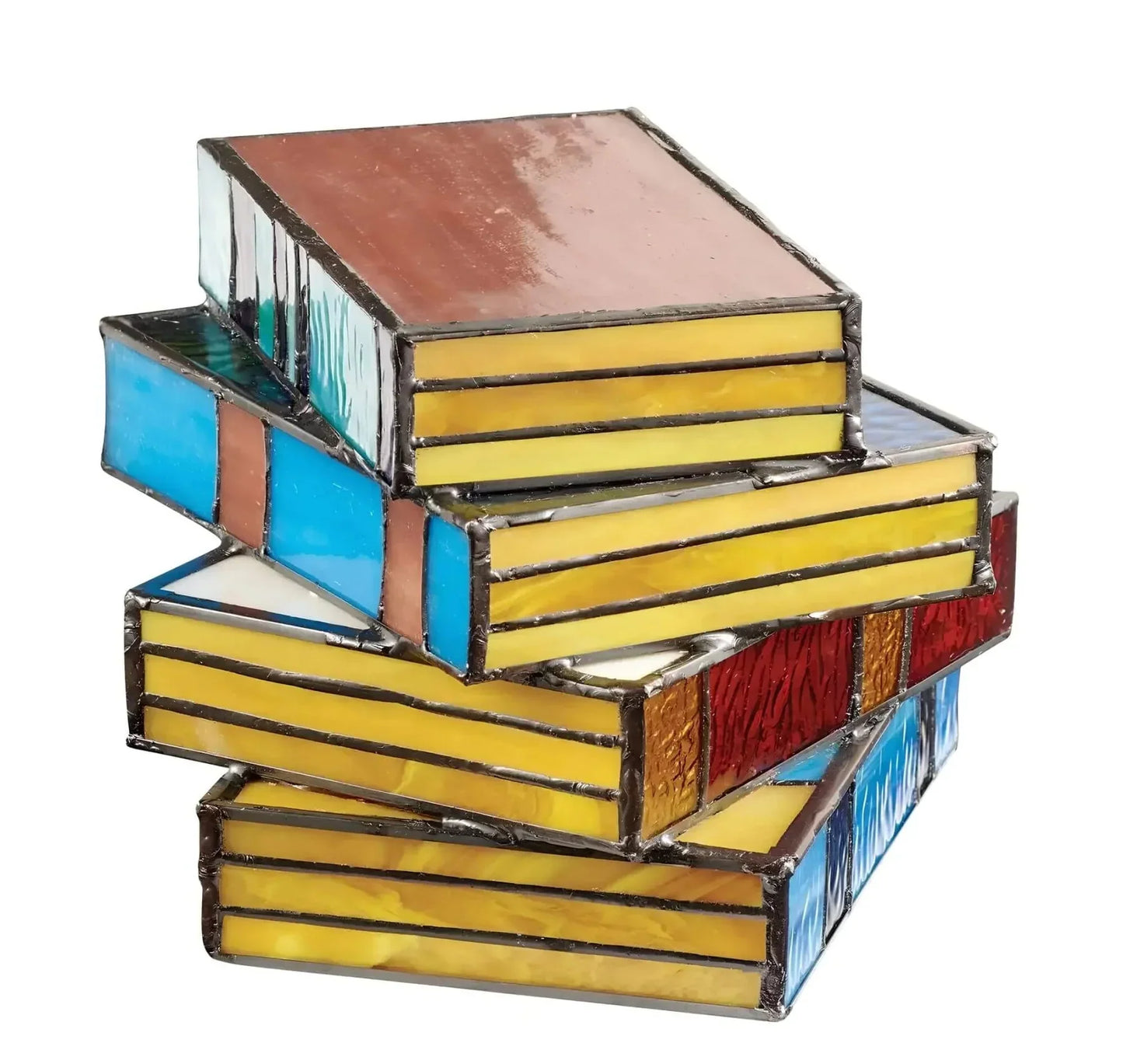 Artistic Book Shaped Table Lamp with Handcrafted Stained Glass Design