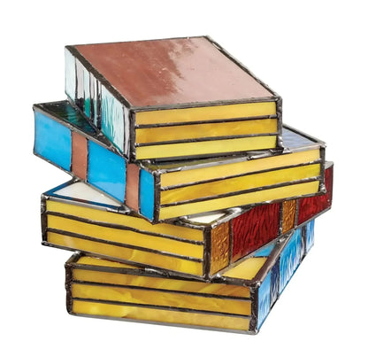 Artistic Book Shaped Table Lamp with Handcrafted Stained Glass Design