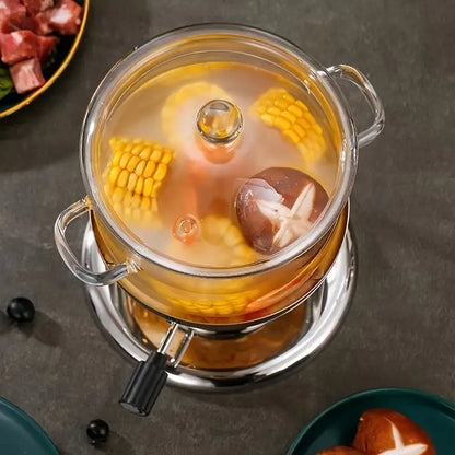 Transparent Cooking Pot with Handles – Glass Cookware (1360 ml)