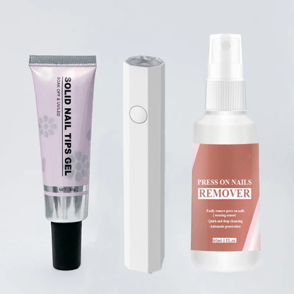 All-in-One Nail Adhesive Kit with UV Lamp and Remover
