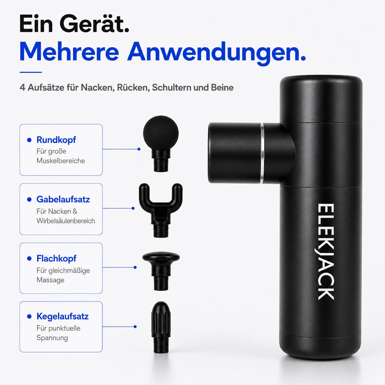Compact Muscle Relief Gun with 4 Attachments & Intensity Settings