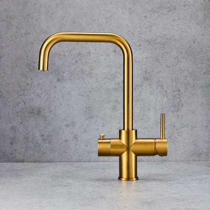 Instant Boiling Water Tap – 3-in-1 Design with Brushed Gold Color