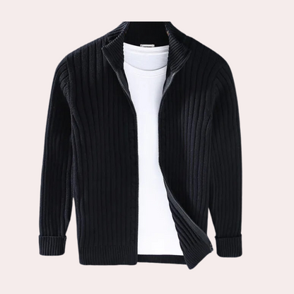 Men's Spring Cardigan with Zipper - Modern Knit Design