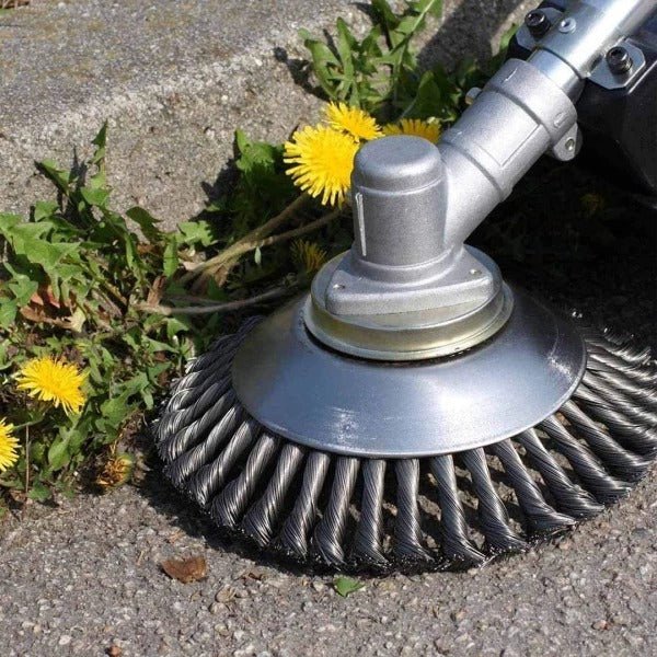 Steel Wire Brush for Trimmer – Durable Weed Removal Tool for Garden Paths