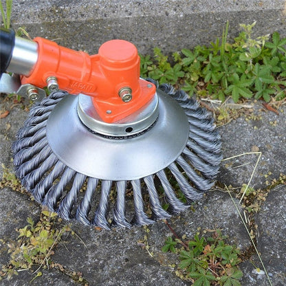 Steel Wire Brush for Trimmer – Durable Weed Removal Tool for Garden Paths