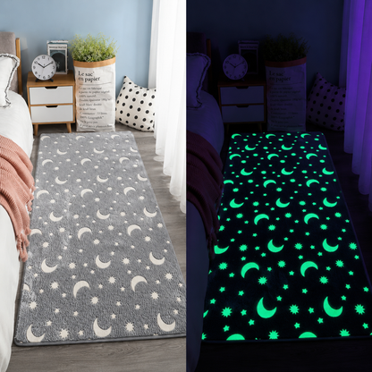 Glow in the Dark Area Rug for Children – Moon and Star Pattern