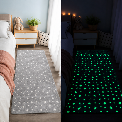 Glow in the Dark Area Rug for Children – Moon and Star Pattern