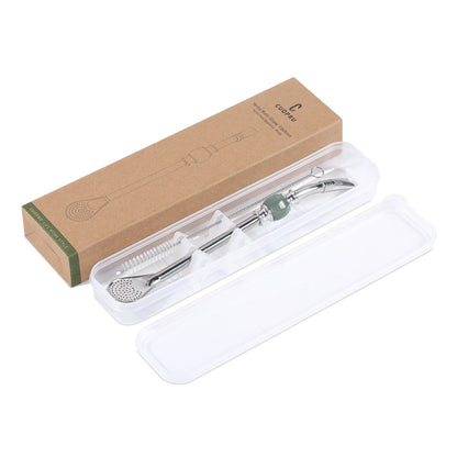 Reusable Yerba Mate Straws Set with Stainless Steel Bombilla and Brushes