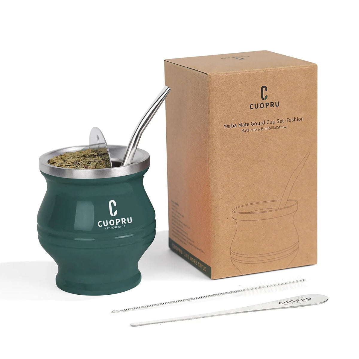 Stainless Steel Yerba Mate Cup Set with Double-Wall Insulation and Straw