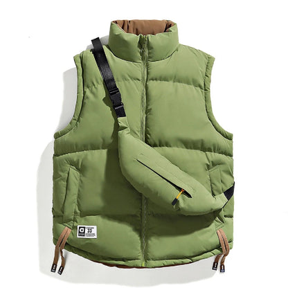 Sleeveless Winter Jacket for Men – Warm Double-Sided Vest with Backpack