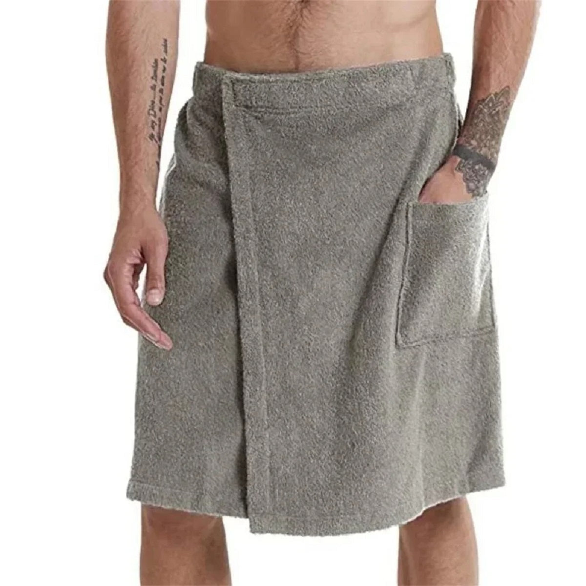 Soft Bath Towel for Men - Shower Wrap with Pocket for Spa, Gym, Beach